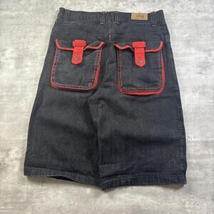 Vintage Y2K Ubug Baggy Black and Red Skater Jorts